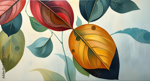 abstract leaves oil paint ,abstract, leaves, oil, paint, painting, art, canvas, texture, brushstroke, foliage, nature, botanical, colorful, vibrant, artistic, impressionist, expressionist, modern, con