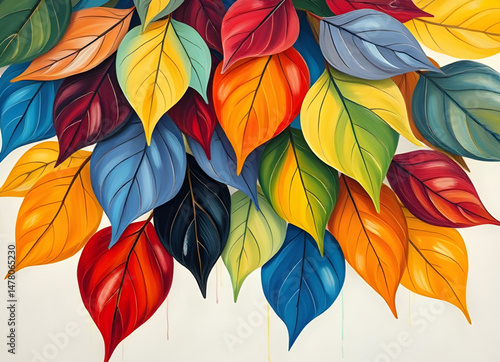 abstract leaves oil paint ,abstract, leaves, oil, paint, painting, art, canvas, texture, brushstroke, foliage, nature, botanical, colorful, vibrant, artistic, impressionist, expressionist, modern, con