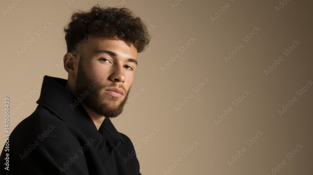 Obraz premium portrait of loader positioned to right with focused and confident expression