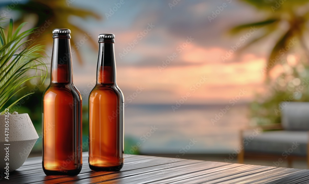 Evening Relaxation With Cold Beverages at a Sunset Gathering on the Terrace
