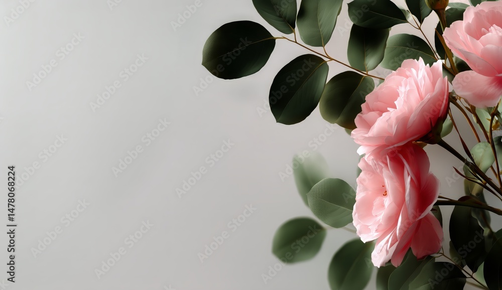 Beautiful Pink Roses in Full Bloom Against a Soft Background