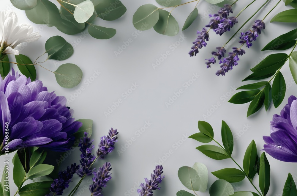 Beautiful Arrangement of Lavender and Greenery on a Light Background for Elegant Decor Ideas