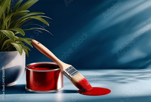 Vibrant Paint Can With a Brush Ready for Creative Home Renovation Project