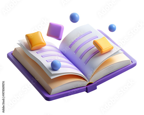 Open Book with Floating Alphabet Letters