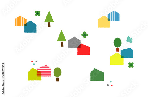 Cute and minimalist illustrations of Scandinavian-inspired houses.
