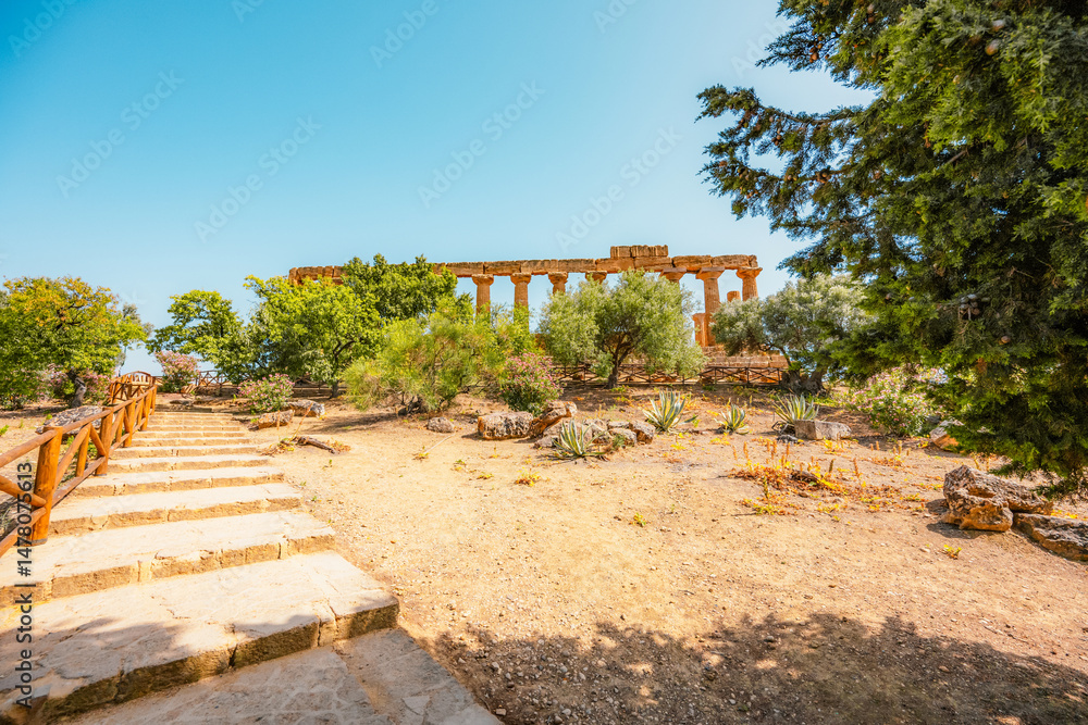 The greek temple of Juno or Tempio di Giunone in the Valley of the Temples, Agrigento, Sicily.