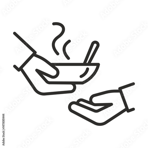 give food icon, free food, share or donate nutrition, thin line vector illustration
