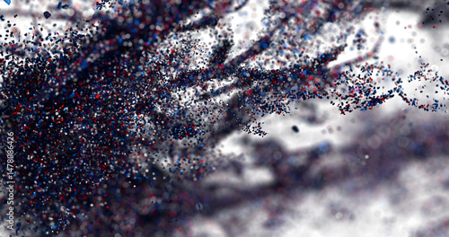 Red, blue particles explode...