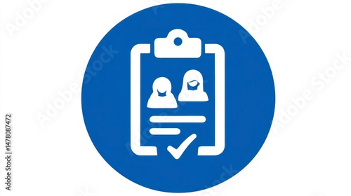Free Download Clipboard Icon with User Profiles and Checkmark on Blue Background for Business Management an - GFXLoad