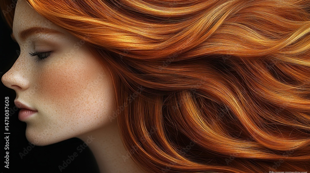 Fototapeta premium Fiery redhead beauty profile