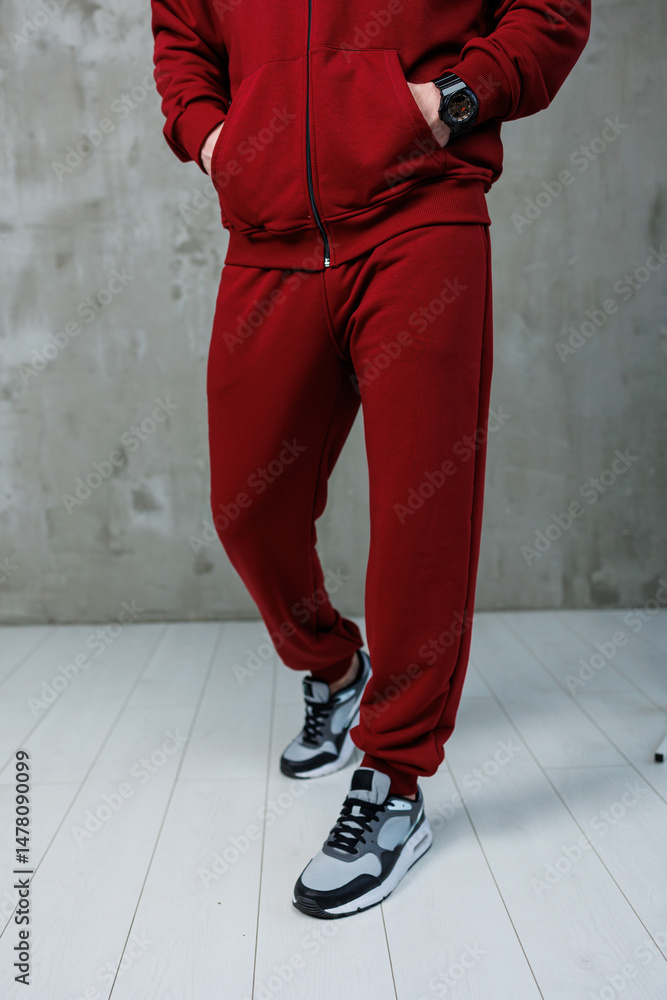 Athletic Fashion A Trendy, Stylish and Casual Red Sportswear Set Designed Perfectly for a Modern Lifestyle, Ideal for Fashion Enthusiasts Who Enjoy Comfortable and Chic Activewear Options