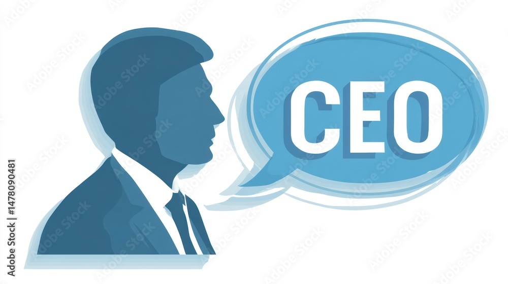 CEO Concept Businessman Silhouette with Speech Bubble Highlighting Leadership Role CEO Concept Businessman Silhouette with Speech Bubble Highlighting Leadership Role