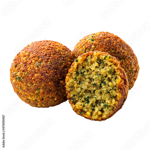 Delectable close-up captures the savory delight of freshly made falafel balls, a culinary staple bursting with flavor. A true feast for the senses.