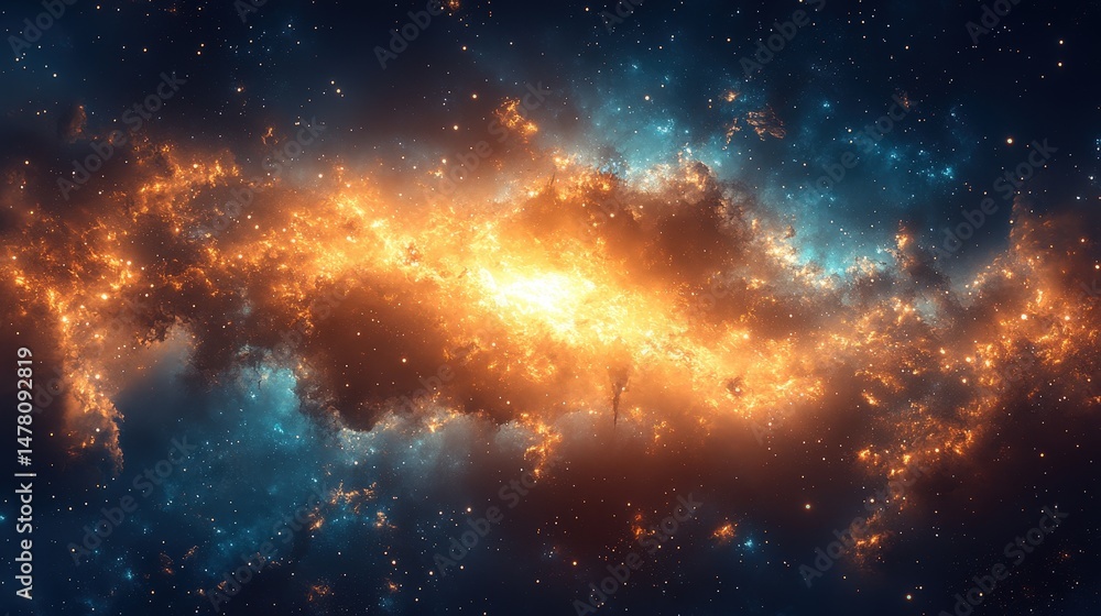 Fototapeta premium A vivid cosmic nebula display of swirling colors.