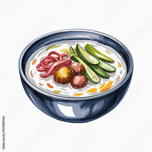 Vegetarian Congee with Mushrooms and Cucumber Slices