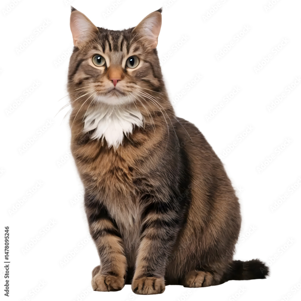 Obraz premium Majestic Maine Coon: This portrait showcases the stunning beauty of a Maine Coon cat, with its luxurious, patterned fur and captivating gaze. Capturing its elegance and charm.