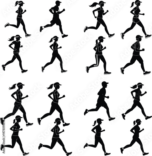 Wallpaper Mural Silhouettes of people running in various styles Torontodigital.ca