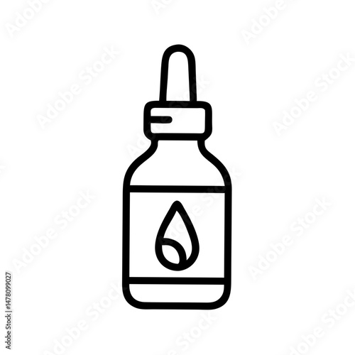 Cuticle oil bottle with dropper in simple line art style  