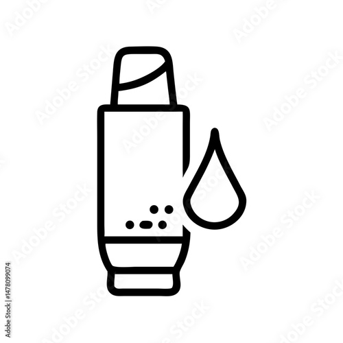 Line art cosmetic bottle with droplet for skincare products  