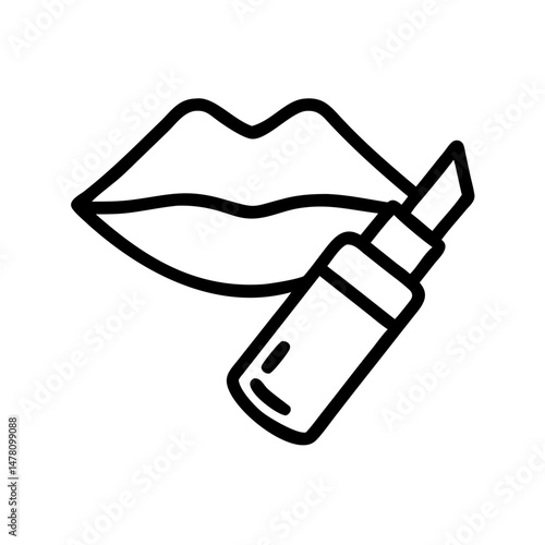 Lip balm next to lips in minimal line art style  