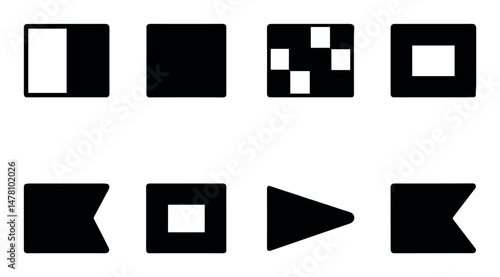 Media control icons set – filled, solid, silhouette, isolated playback symbols