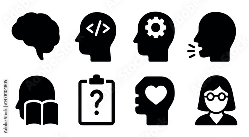 Human cognitive and communication icon set