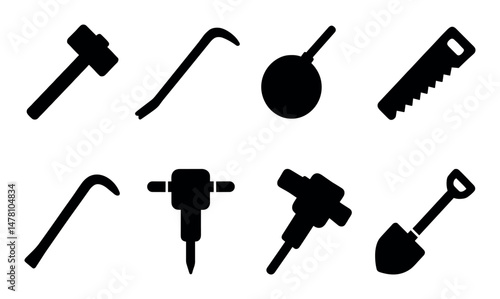 Silhouette icons of hand tools