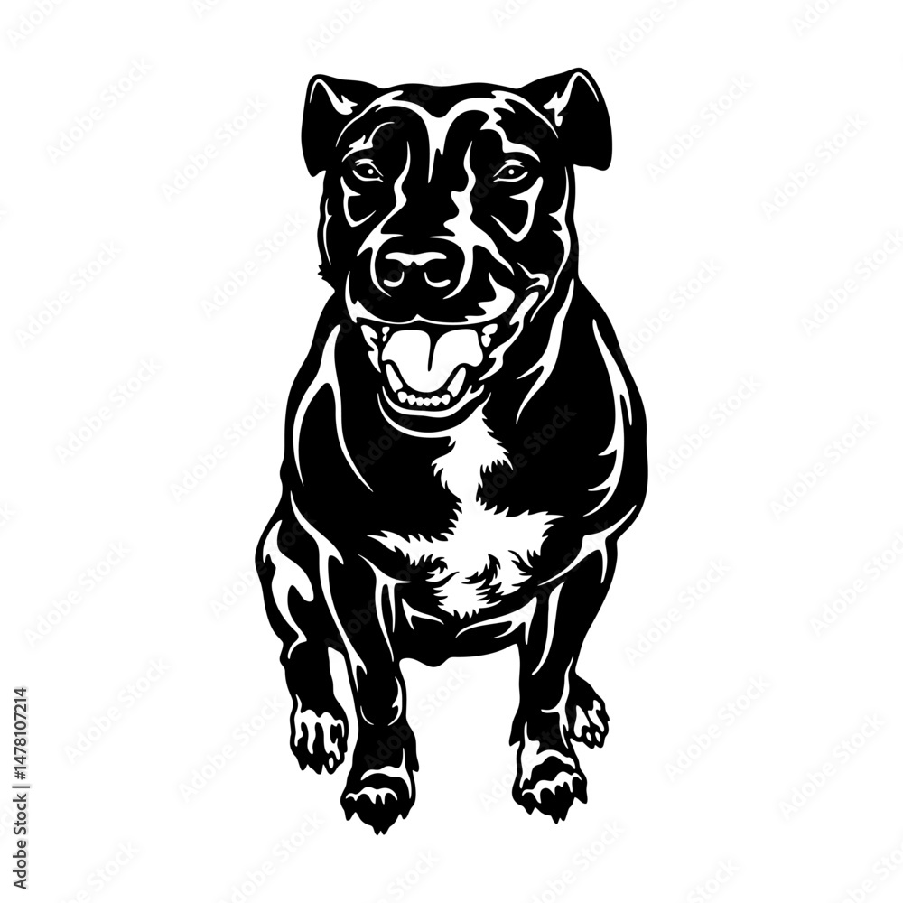 Naklejka premium Pitbull Terrier Dog Breed - Pet Vector Cut file, Dog Silhouette Stencil - Cricut file