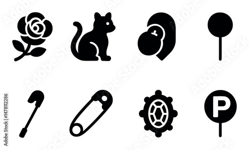 Nature and daily life icons set – silhouette, filled, isolated symbols and signs