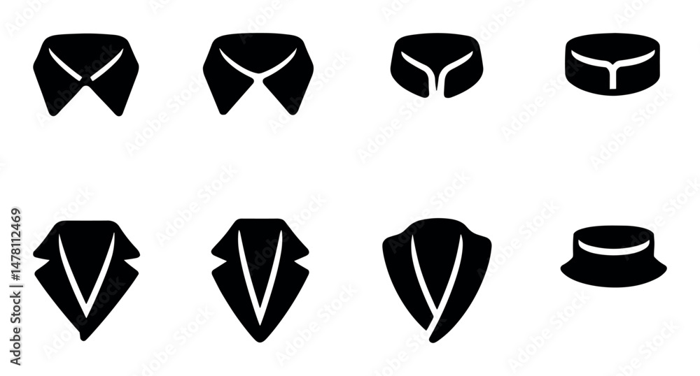 Fashion icons set – silhouette, solid, isolated style and clothing symbols Fashion icons set – silhouette, solid, isolated style and clothing symbols