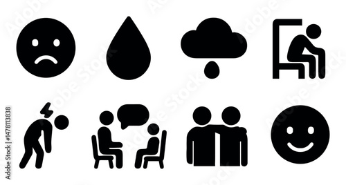 Emotions and social interactions: icons of sadness and happiness