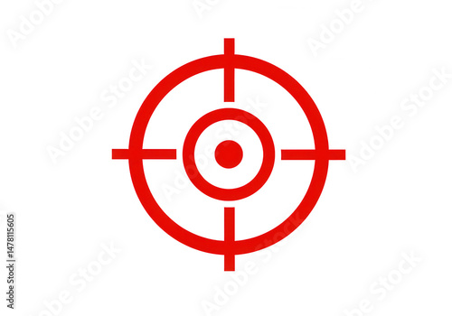Red target with crosshair isolated on transparent background