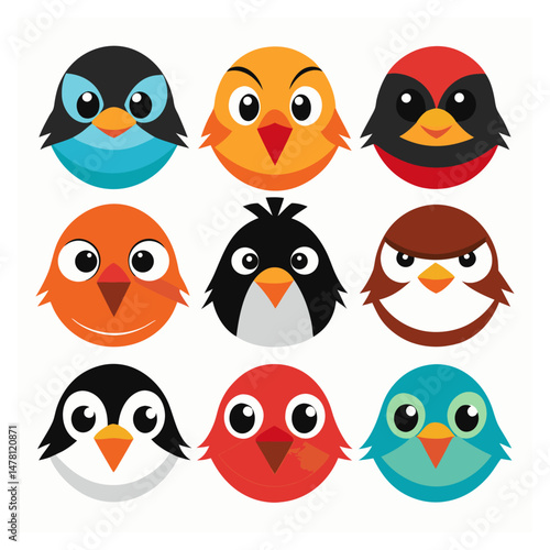 Wallpaper Mural angry bird face cartoon vector illustration isolated on a white background design Torontodigital.ca