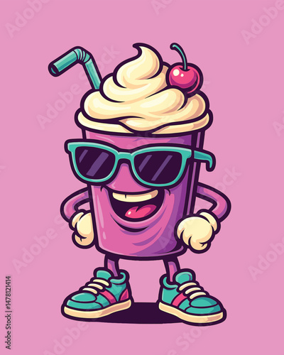 Happy Milkshake cartoon mascot character