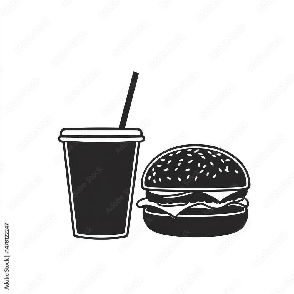 Classic Burger and Soda: A Simple, Bold Graphic Classic Burger and Soda: A Simple, Bold Graphic