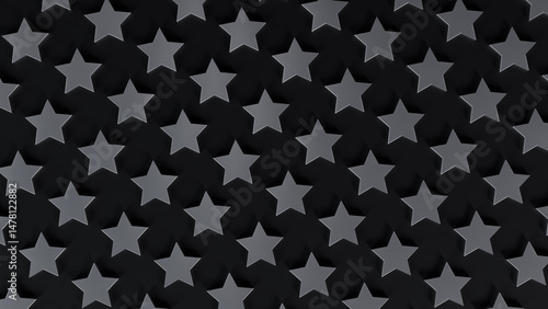 Stylish 3D star pattern perfect for modern backgrounds and design elements. The repeating grey star shapes with shadows add depth and visual interest, great for presentations or decorative purposes.