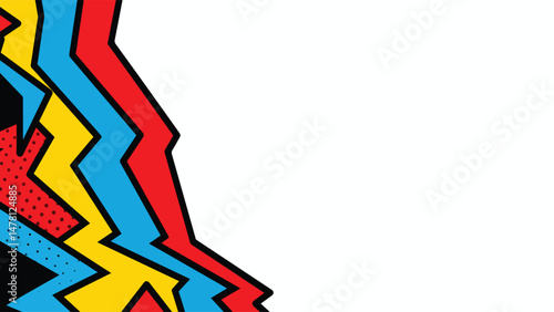 zigzag pop comic background with right aligned copy space