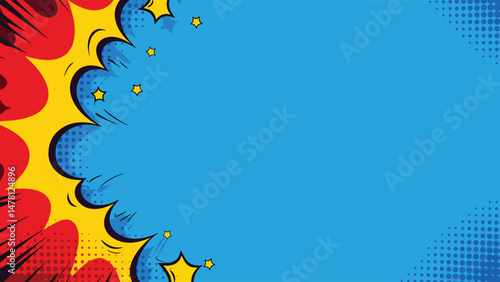 pop art explosion background with right side copy space