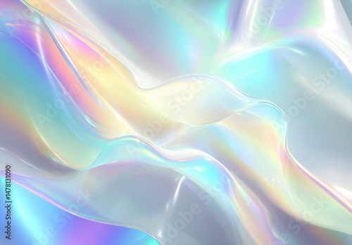 Abstract Iridescent Background: Pastel Waves of Light