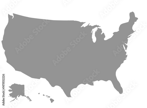 Map of the United States of America or USA, without political divisions. infographic