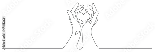 Editable vector stroke of Love and Care. Autism related concept. Continuous one line drawing. Vector illustration