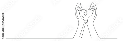 Editable vector stroke of Love and Care. Autism related concept. Continuous one line drawing. Vector illustration
