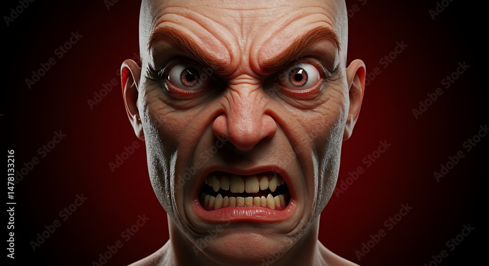 Obraz premium Furious Man Screaming with Intense Anger Close-up
