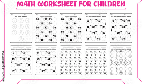 Printable mixed math worksheet for children