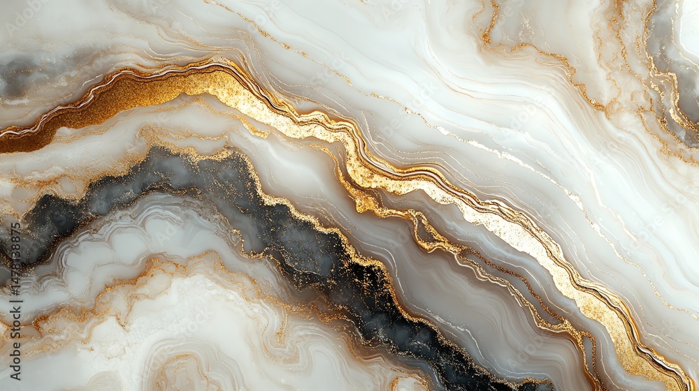 Fototapeta premium Elegant marble texture. Glimmering gold accents.