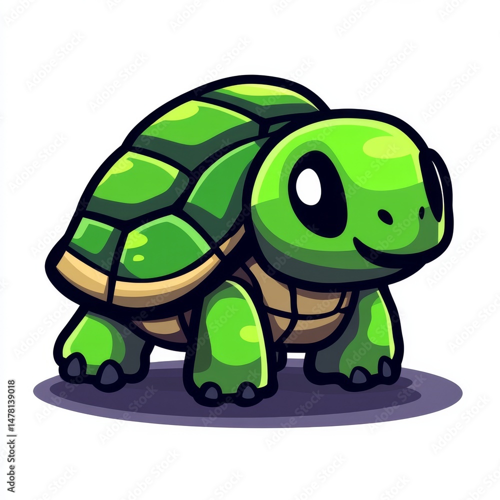 Fototapeta premium A Charming Cartoon Tortoise: Adorable Baby Turtle Illustration