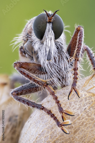 close up shot of a Robber fly ( Proctacanthella cacopiliga )
