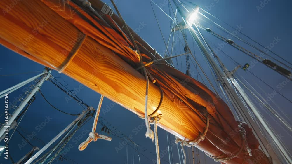 Sailing boat details during night time Sailing boat details during night time