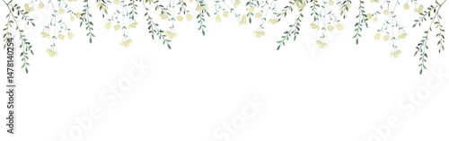 Frame with watercolor illustrations of various herbs. Frame with hand-drawn green branches of herbs. Perfect for wedding, birthday, seasonal holidays.