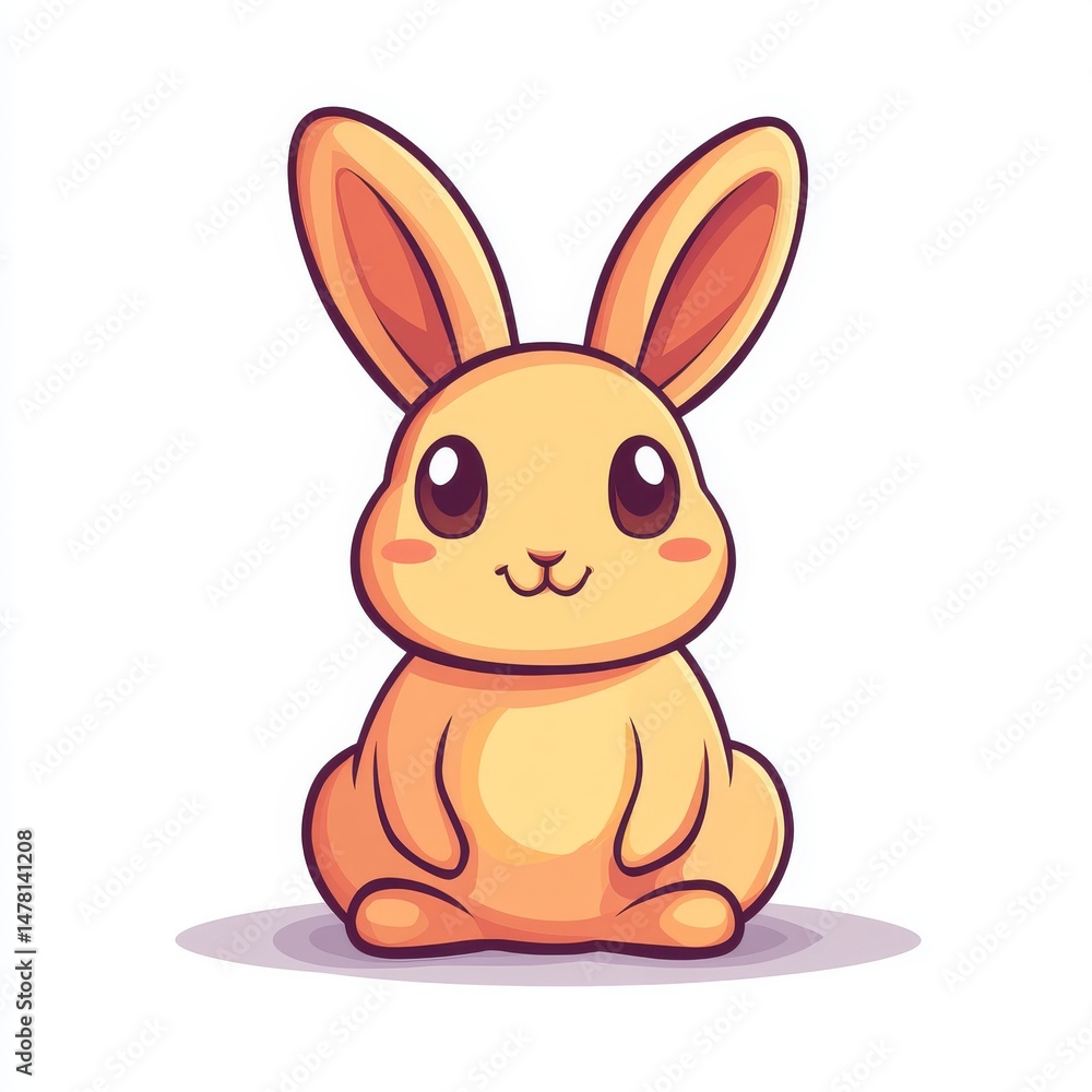 Fototapeta premium The Adorable Cream Bunny Illustration features a cute cartoon rabbit in a sitting position